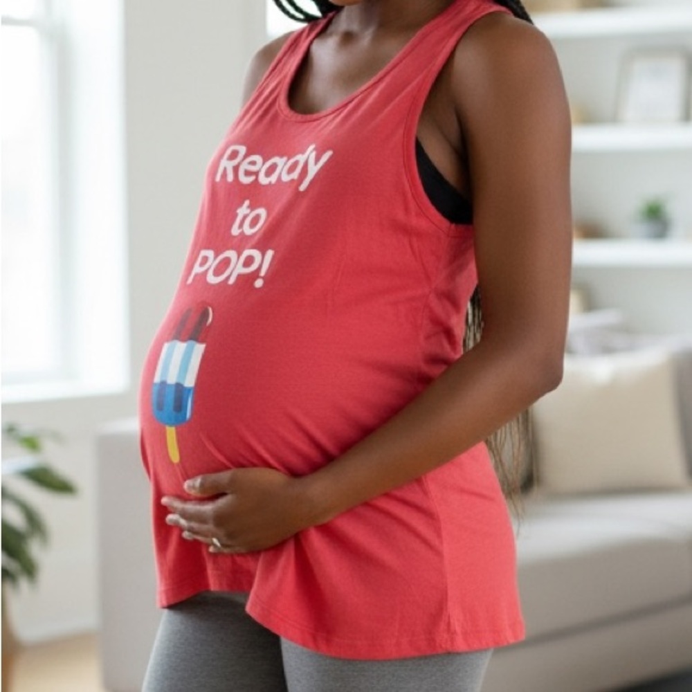 Motherhood Maternity Red 'Ready to Pop!' Tank Top